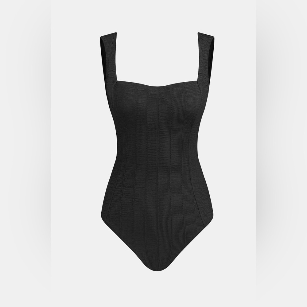 Cupshe Textured Black One-Piece Swimsuit